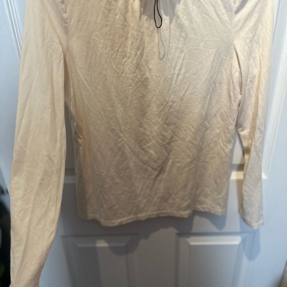 Talbots Tee Turtleneck Top Size PS Petite Cream Blouse Shirt Casual Comfy NWOT - Picture 4 of 6